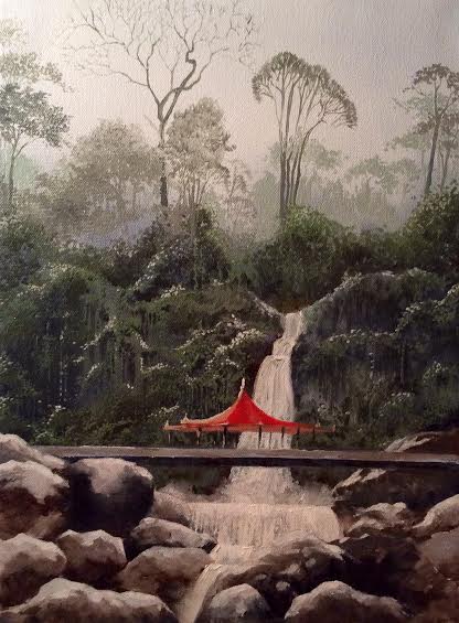 Sikkim Waterfall, Oil, 2014