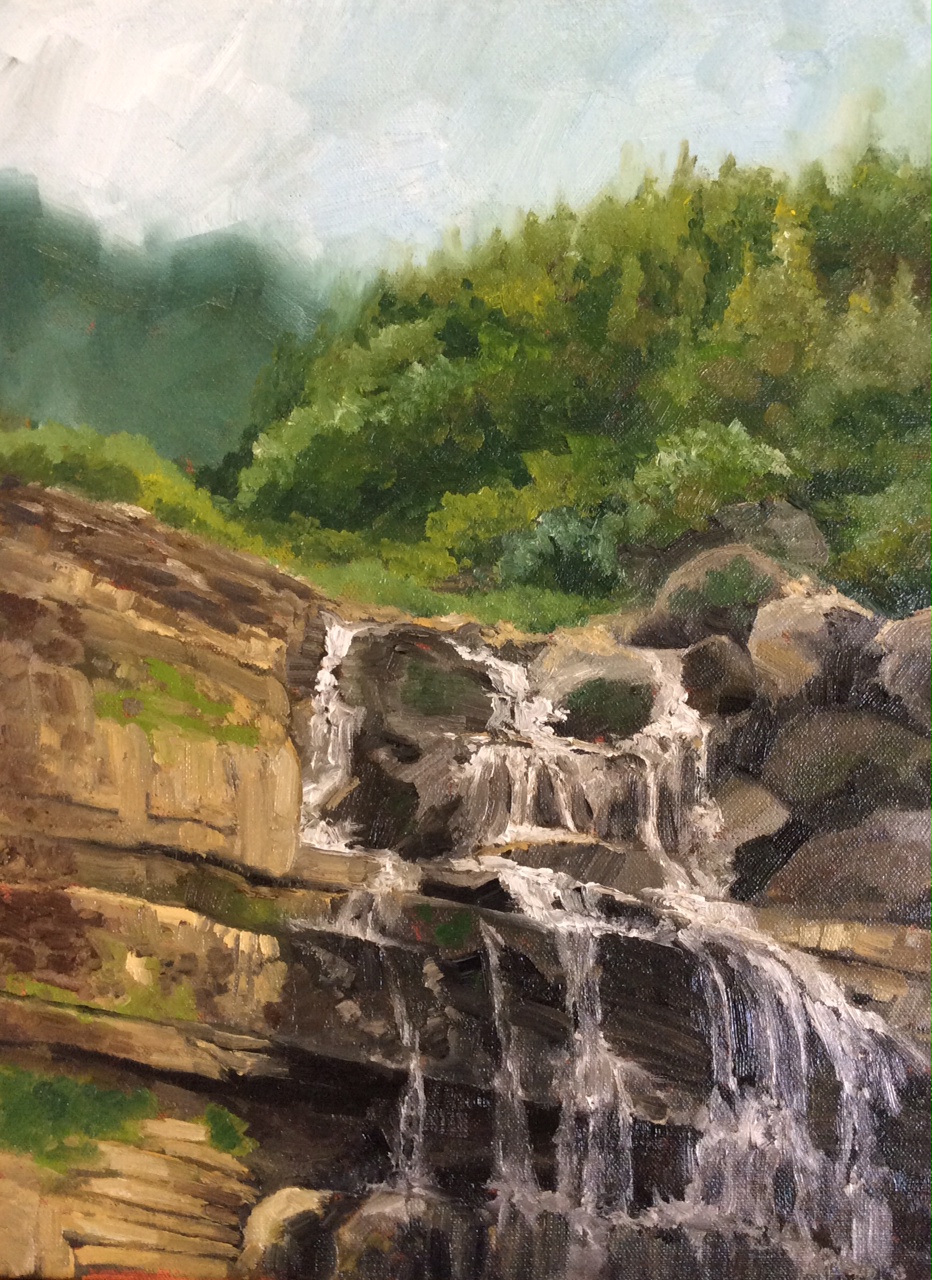 Sikkim Waterfall, Oil, 2016